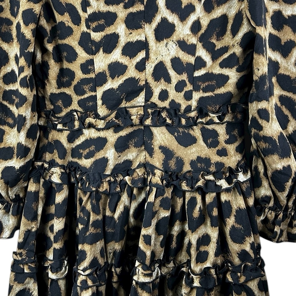 Mable leopard animal print ruffle v-neck tiered dress Leopard Print Ruffle Dress - Picture 4 of 8